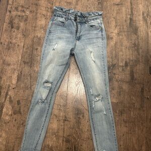 Stylish Light Blue Distressed Women Jeans Cest Toi Black label 5/28